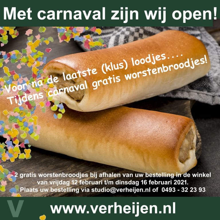 gratis worstenbroodjes tijdens carnaval